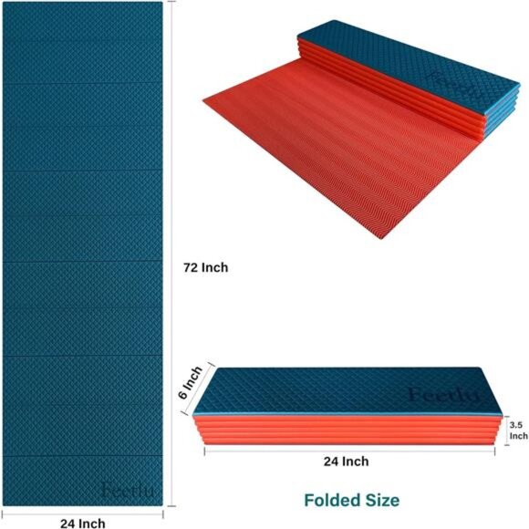 Foldable Yoga Mat - 6mm & 8mm Thick, Large, Lightweight, and Easy to Store - Picture 2 of 7